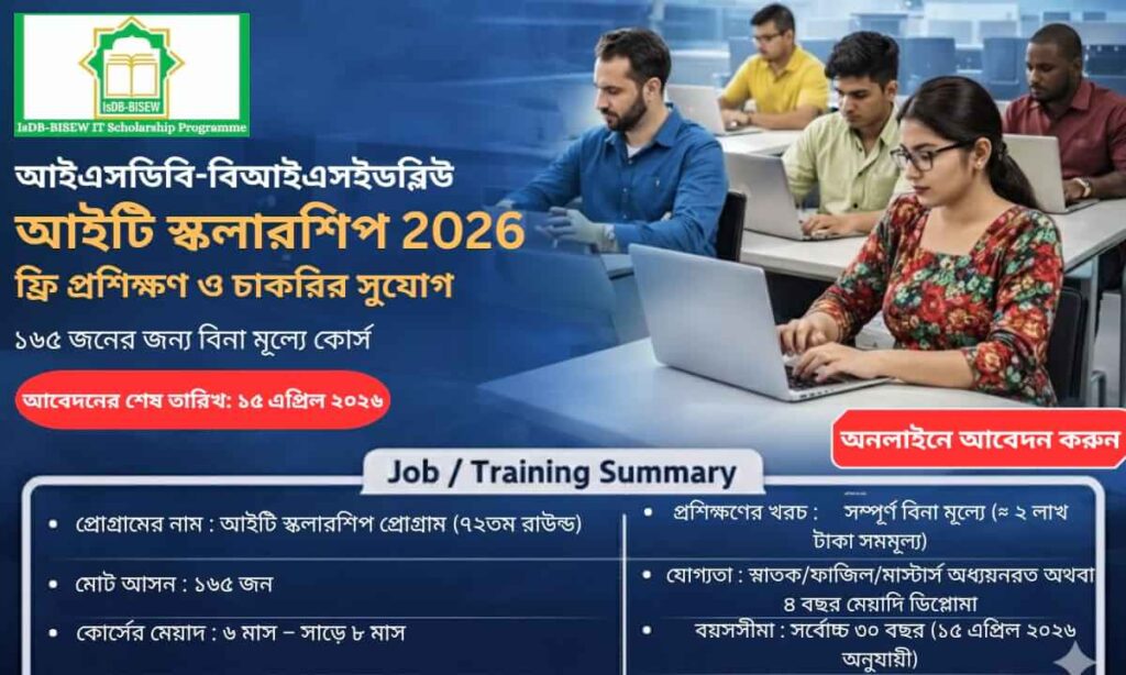 আইএসডিবি-বিআইএসইডব্লিউ আইটি স্কলারশিপ প্রশিক্ষণ প্রোগ্রাম ২০২৬